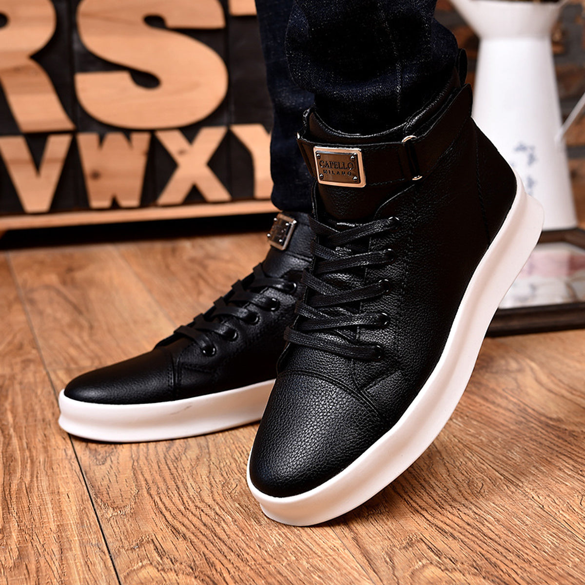 Men's casual high-top sneakers - enhanced image 4