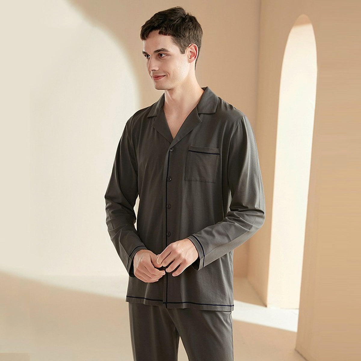 Men's Casual Long Sleeved Trousers Pajamas - enhanced image 4