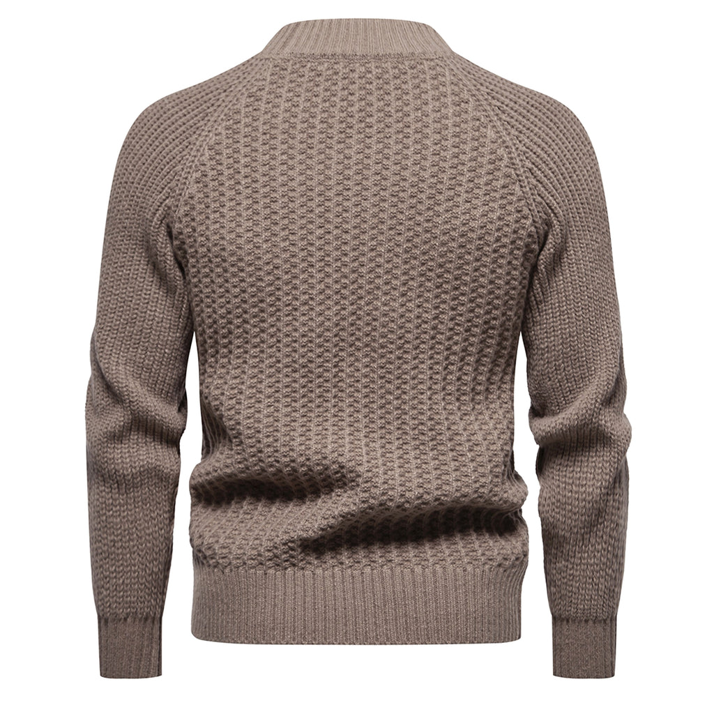 Men's Casual Loose Solid Color Round Neck Sweater - enhanced image 4