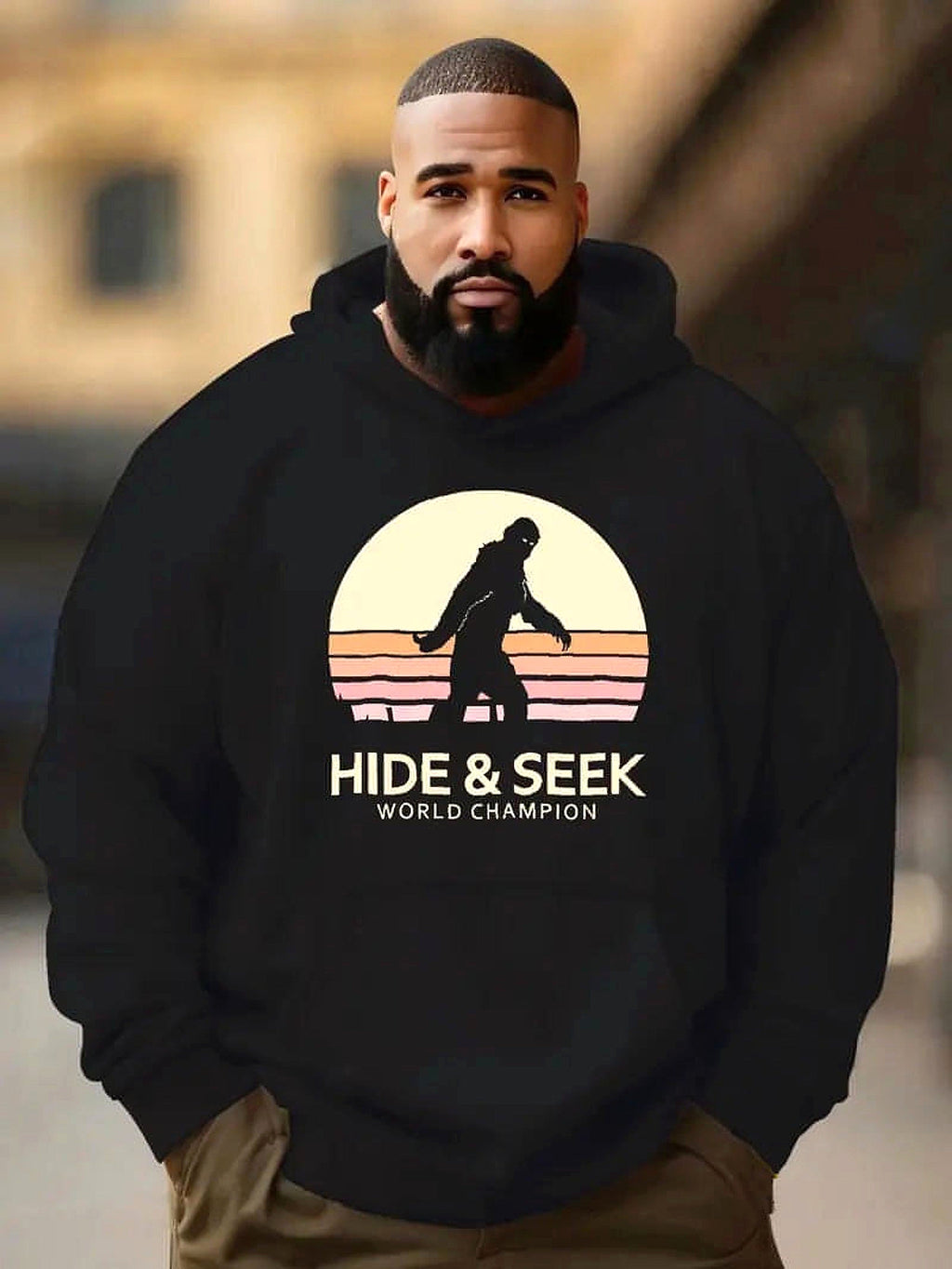 Men's Champion Print Hoodie – Soft Casual Pullover Streetwear - enhanced image 4