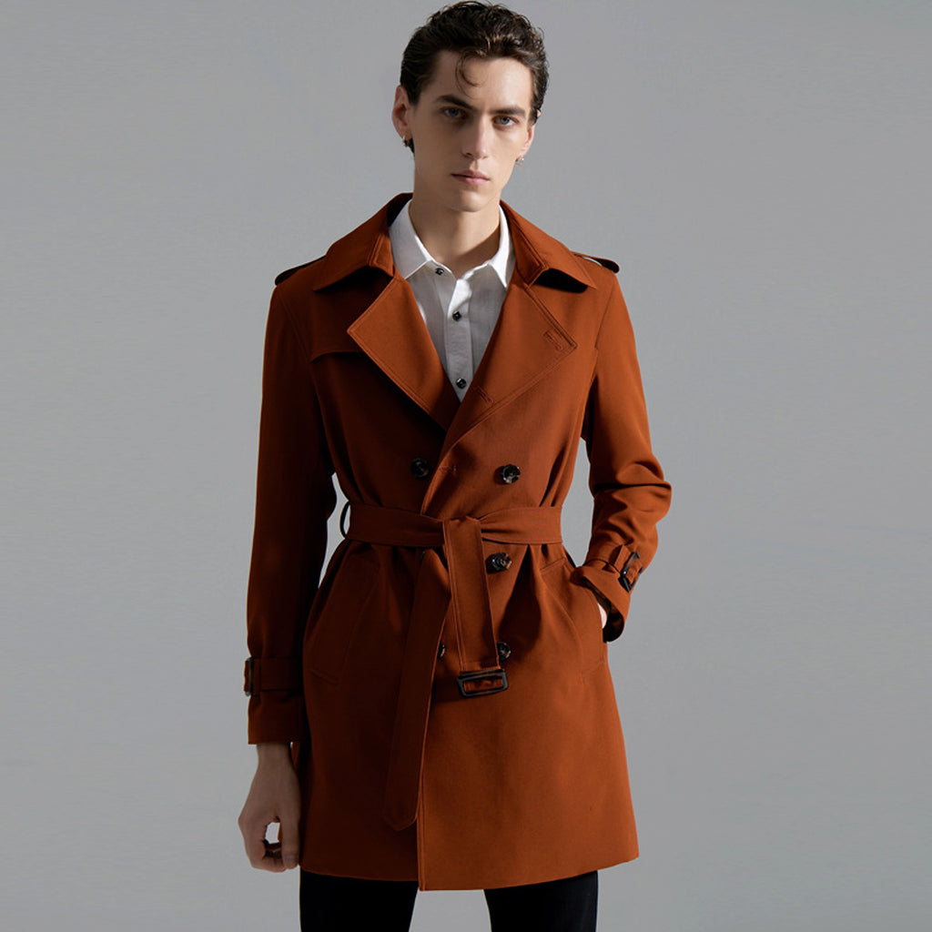 Men's Classic Double-breasted Trench Coat Long - enhanced image 4