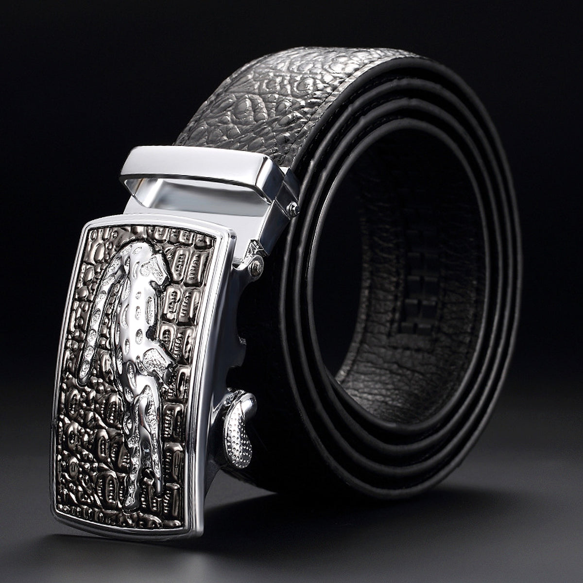 Men's Cowhide Automatic Buckle Waist Belt - enhanced image 4