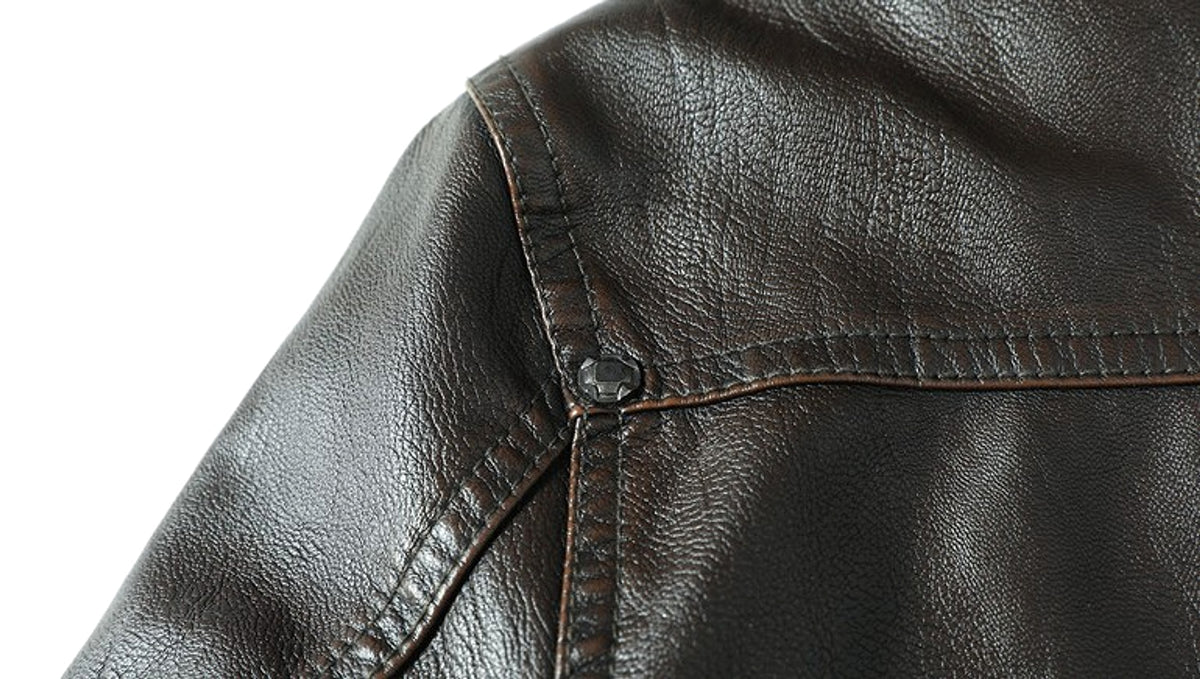 Men's Detachable Hat PU Hooded Jacket - enhanced image 4