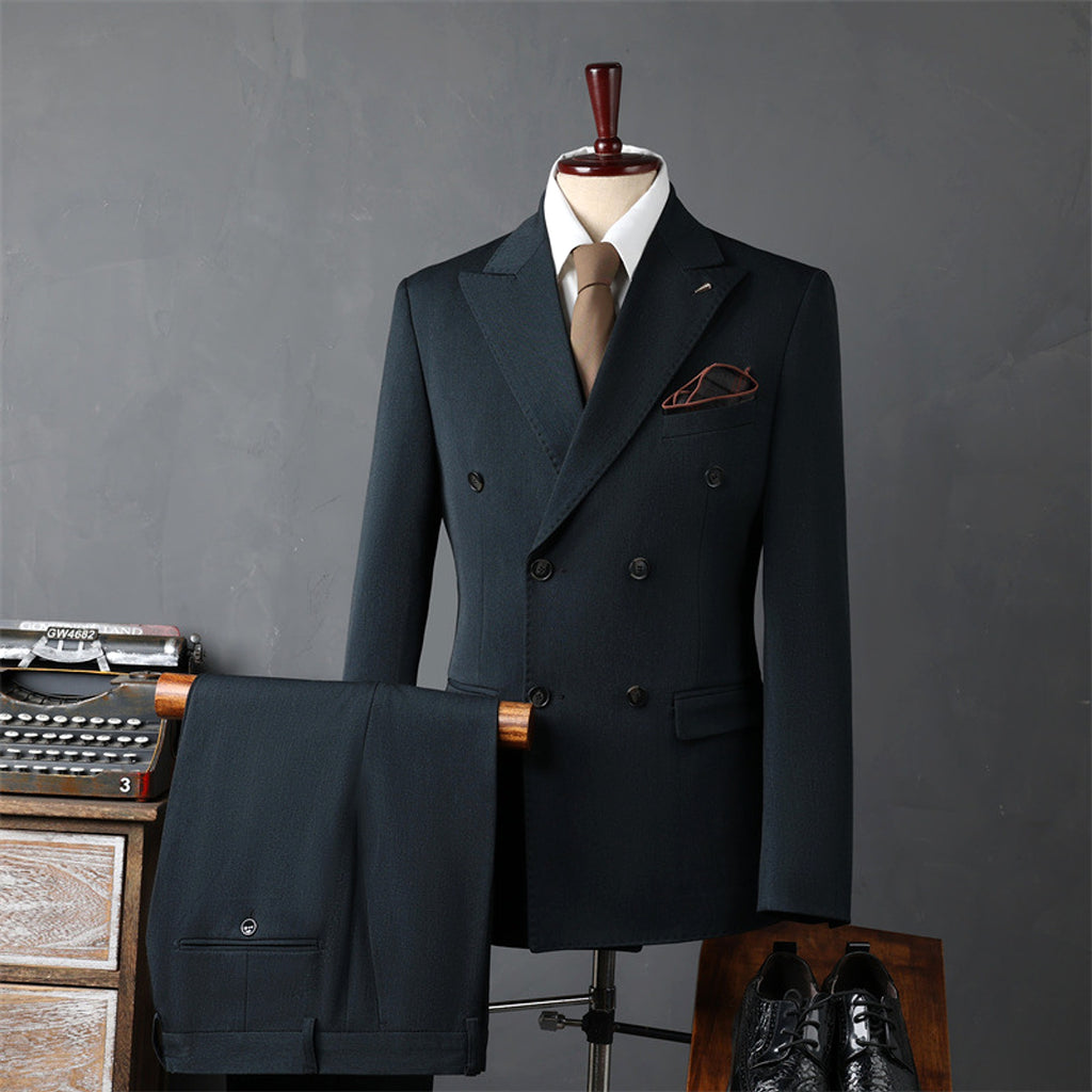 PrestigeForm™ – Men’s Double-Breasted Business Suit Set - enhanced image 4