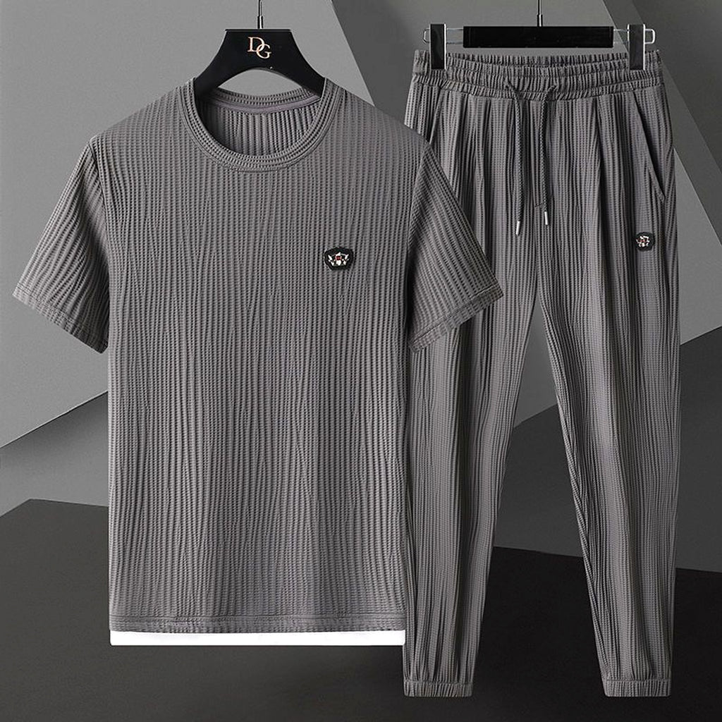 Men's Fashion Casual Exercise Quick-drying Short Sleeve Trousers Suit - enhanced image 4