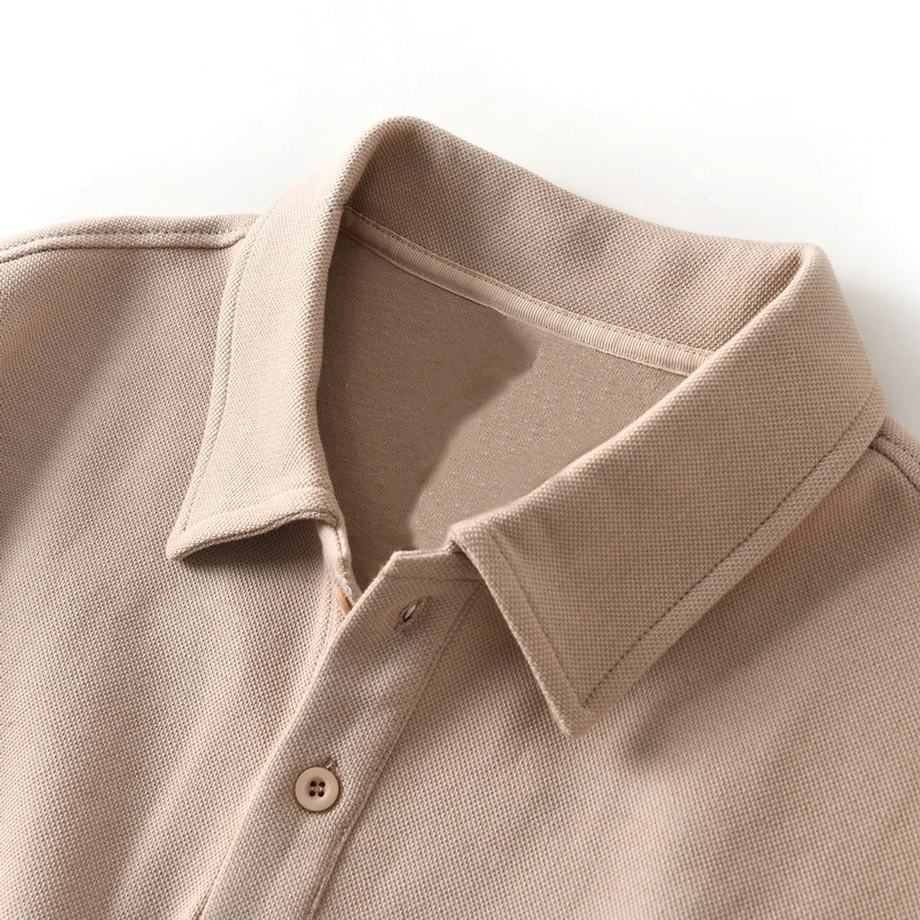 Men's Fashion Casual Solid Color Polo Collar Shirt Top - enhanced image 4
