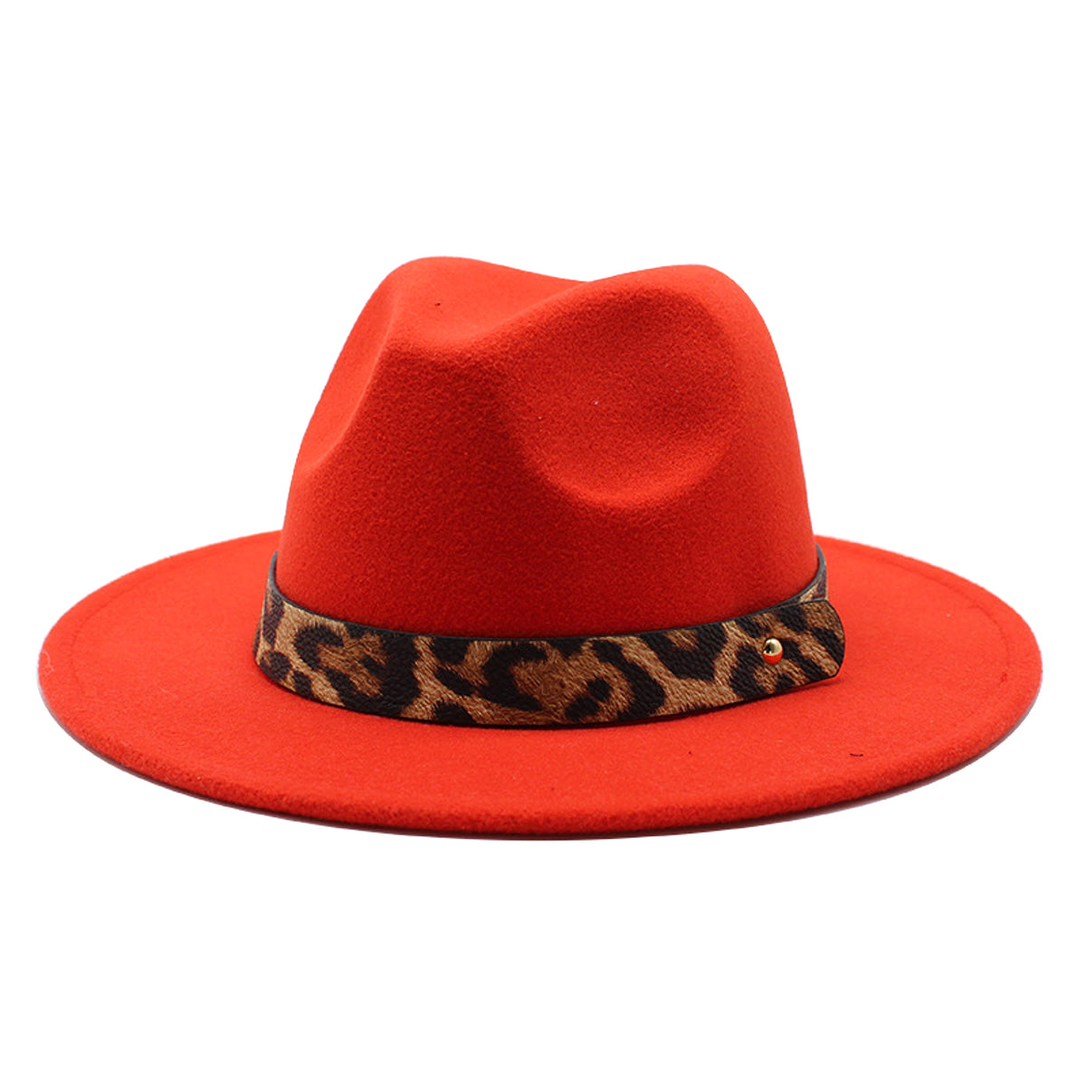 Men's Fashion Leopard Print Woolen Big Brim Top Hat - enhanced image 4