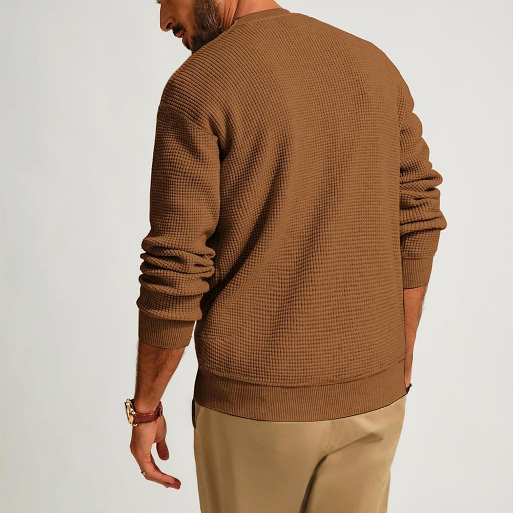 Men's Fashion Solid Color Waffle Casual - enhanced image 4