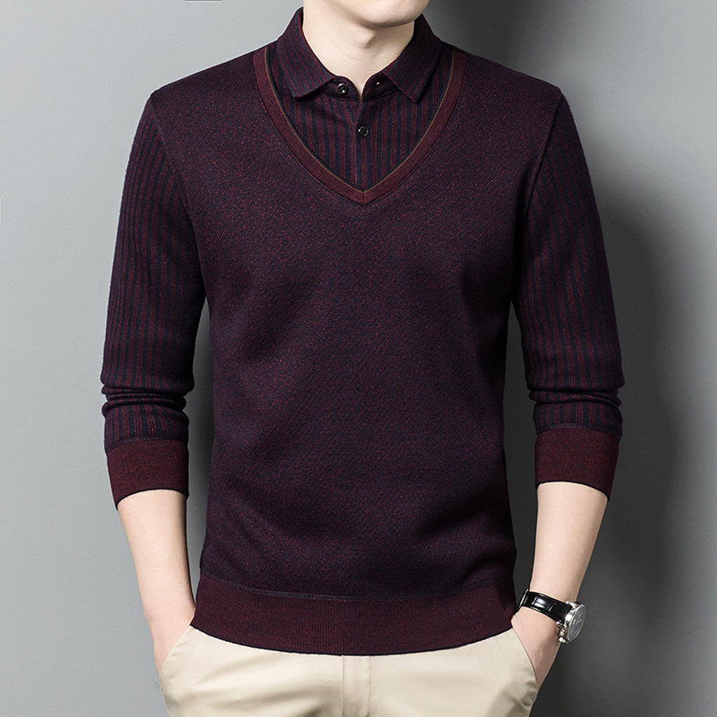Men's Fleece False-two-piece Sweater - enhanced image 4