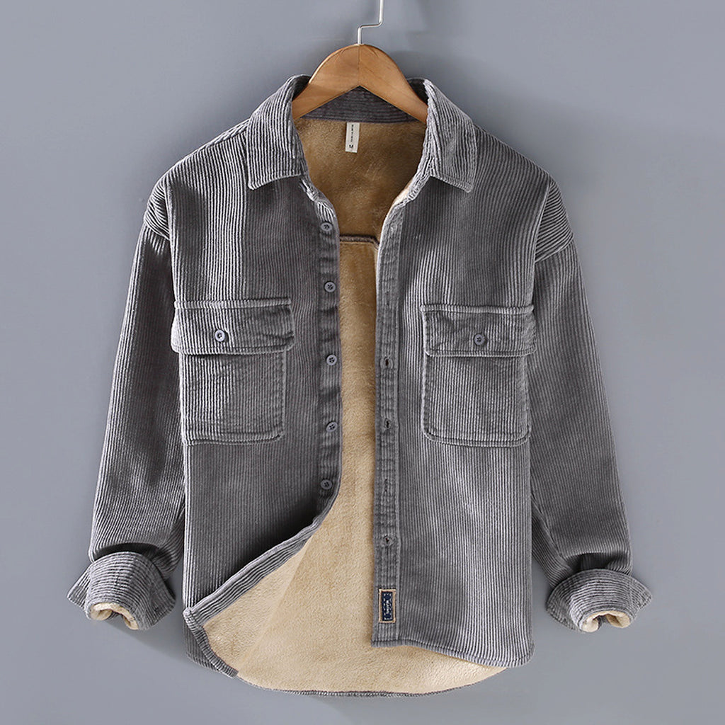 A.1 Men's Fleece Lined Padded Warm Keeping Casual Coat Shirt - enhanced image 4