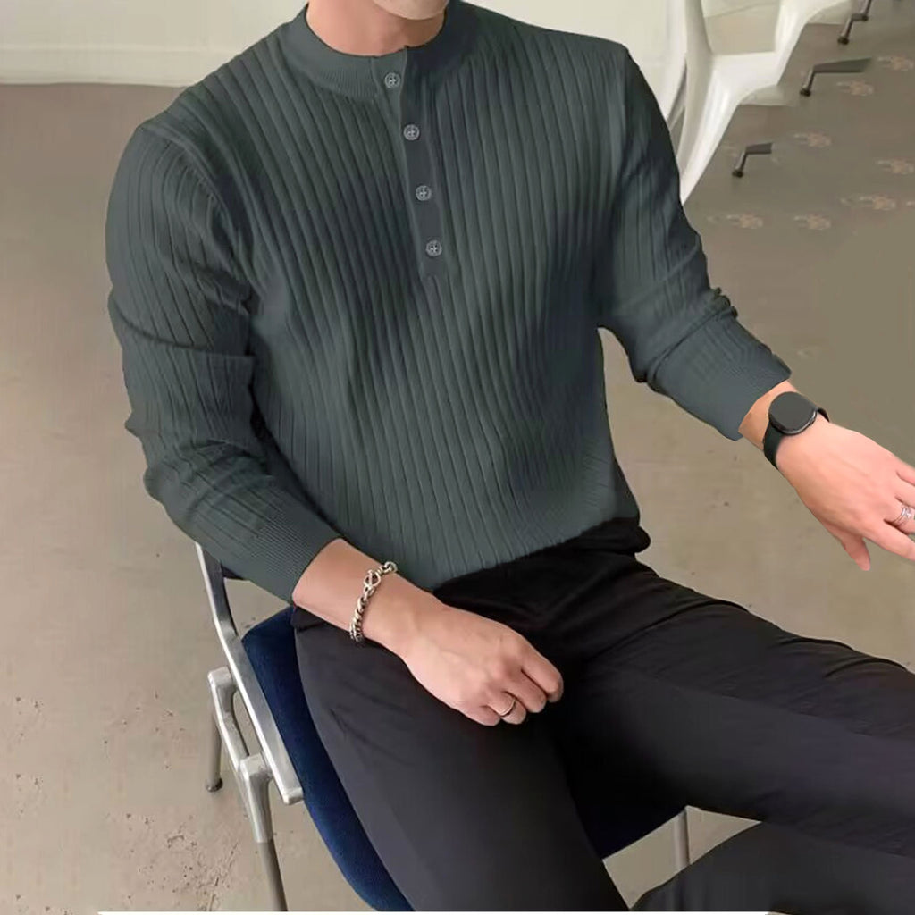 Men's Half-high Collar Button Sweater - enhanced image 4