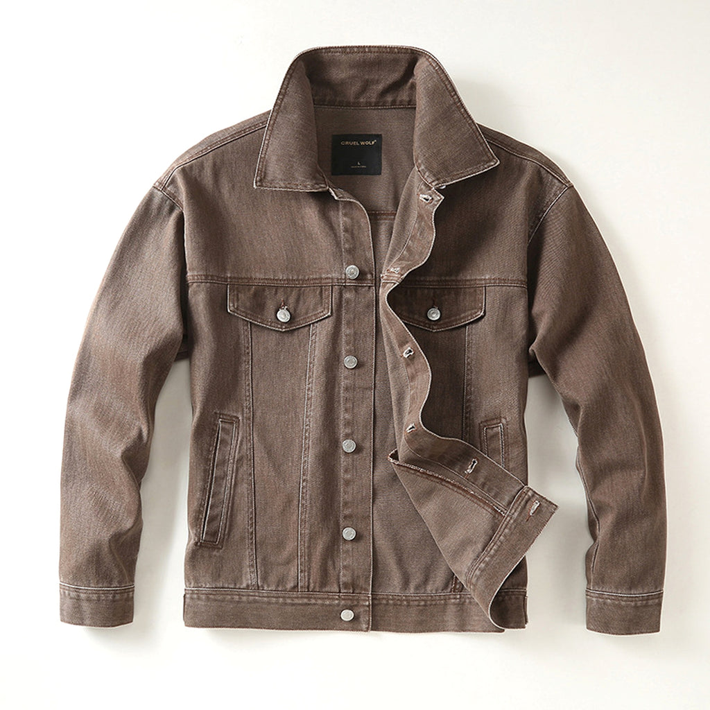 Men's High Street Loose-fitting Workwear Jacket Polo Collar Top Cotton - enhanced image 4