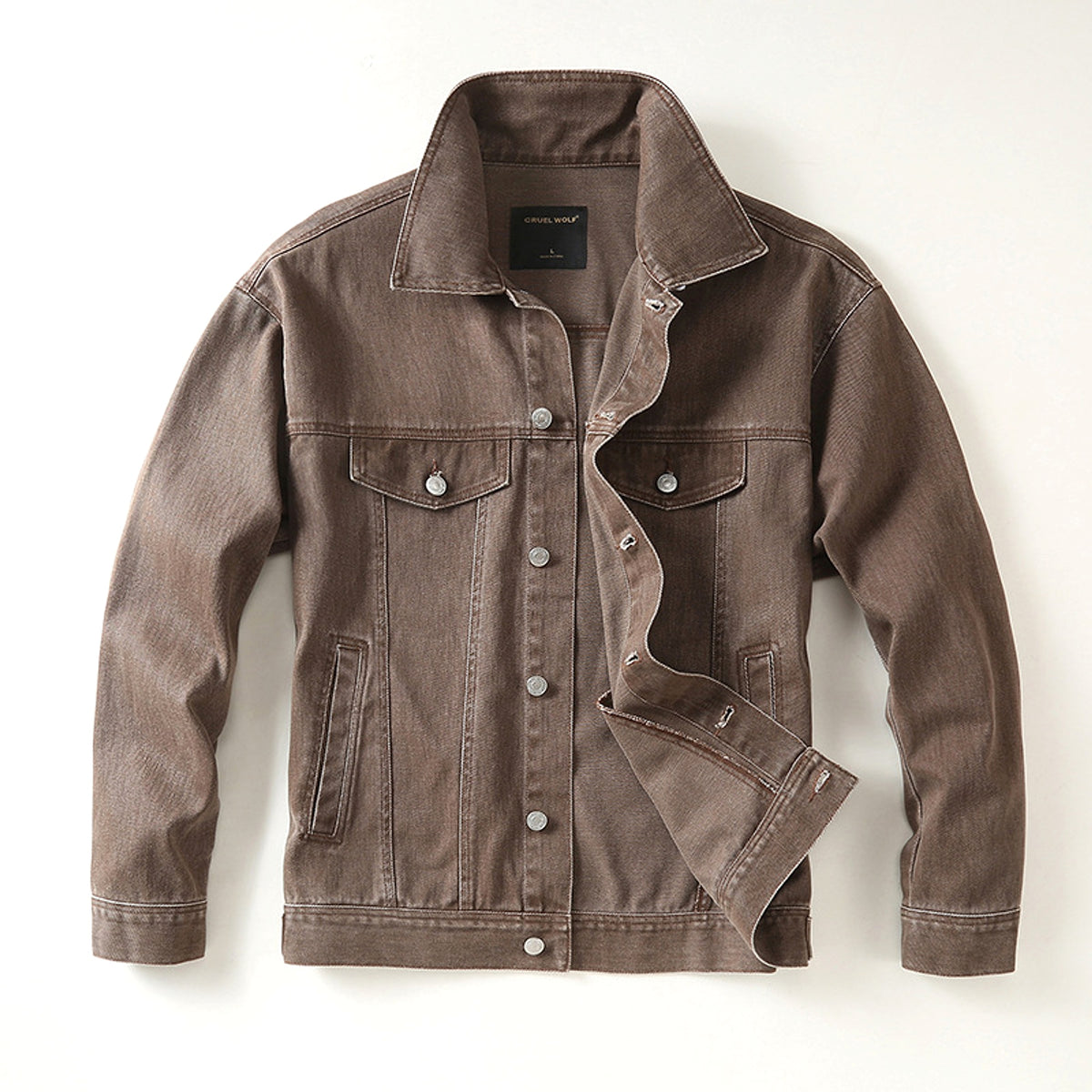 Men's High Street Loose-fitting Workwear Jacket Polo Collar Top Cotton - enhanced image 4