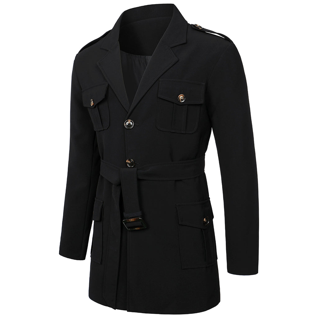 A Men's Hunting Clothes Medium Length Men's Casual Suit Trench Coat - enhanced image 4