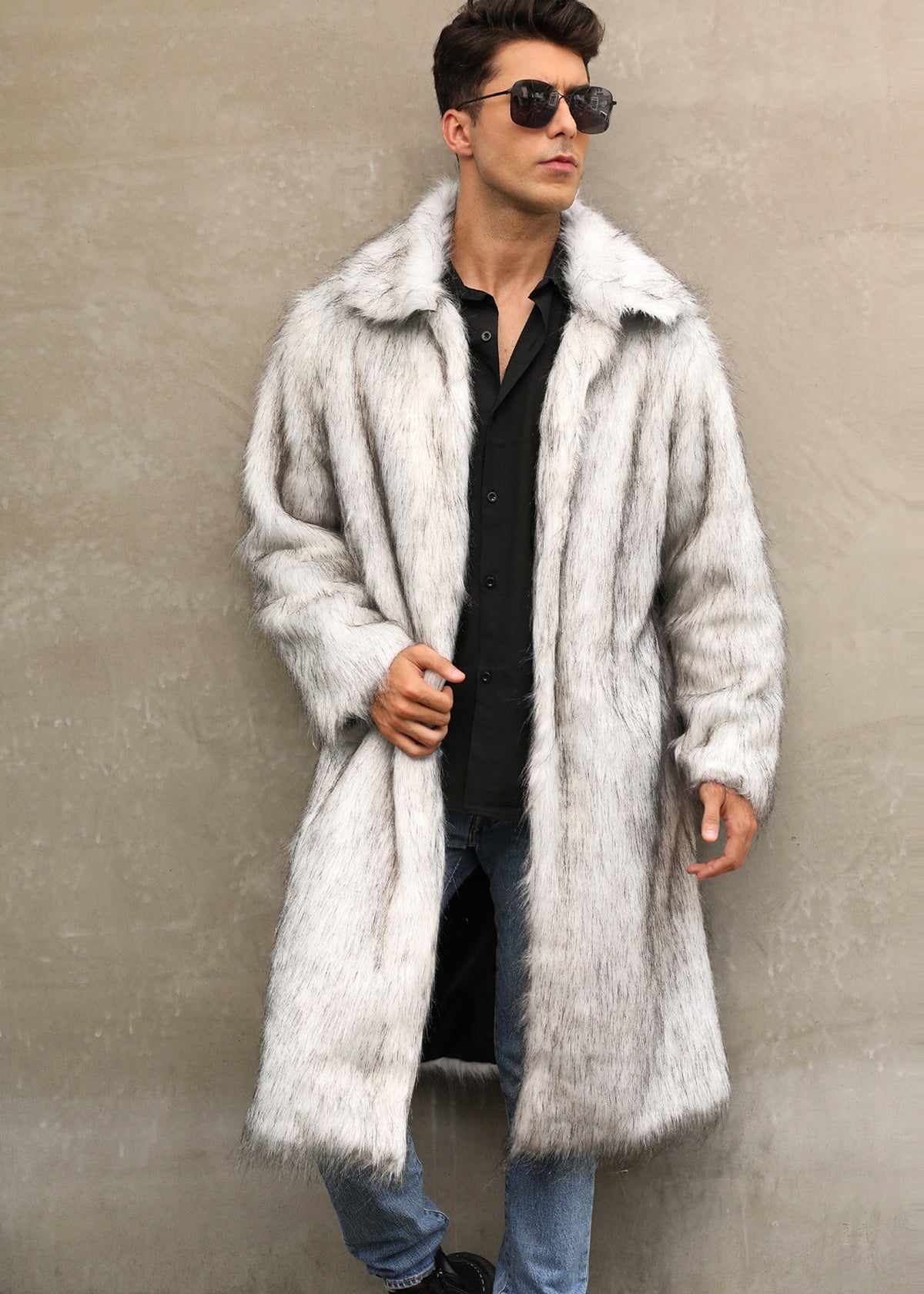 A.1 Men's Imitation Fox Fur Warm Coat Jacket - enhanced image 4
