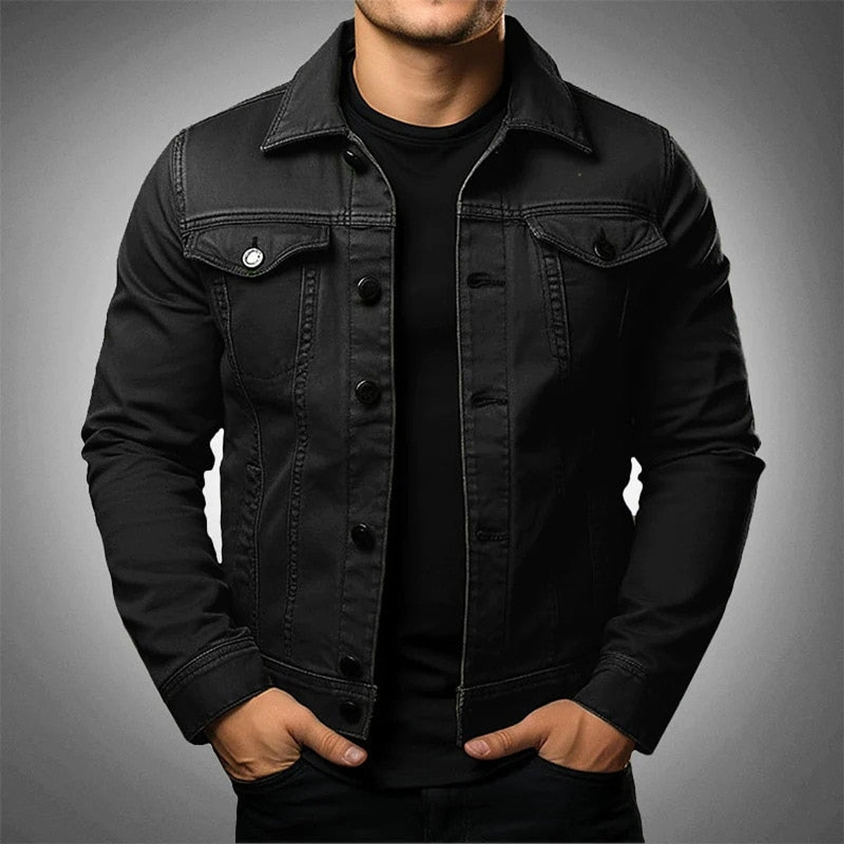 Men's Jacket Denim Coat Tooling Solid Color Thick Coat - enhanced image 4