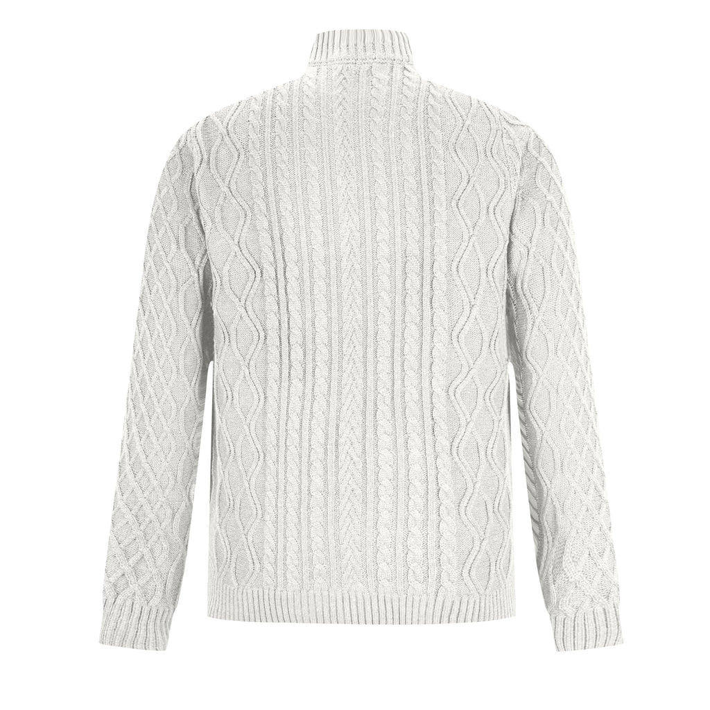 Men's Knitwear Half Zipper Coat Solid Color Twisted Thickened Sweater - enhanced image 4