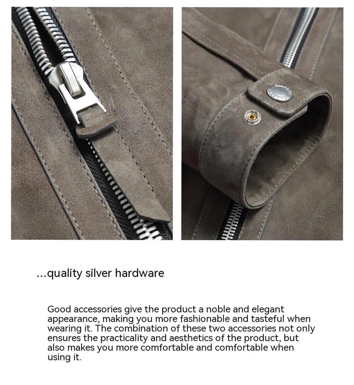 A1. Men's Lambskin Suede Lapel Biker's Leather Jacket - enhanced image 4