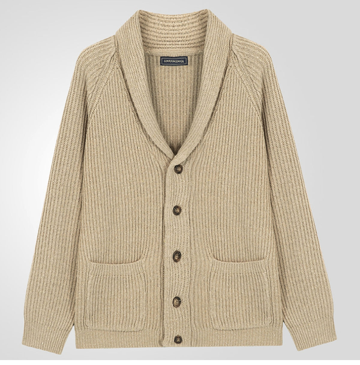 Men's Lapel Knitting Cardigan Fashion Button Sweater With Pockets Outwear Long Sleeve Top Spring Fall - enhanced image 4
