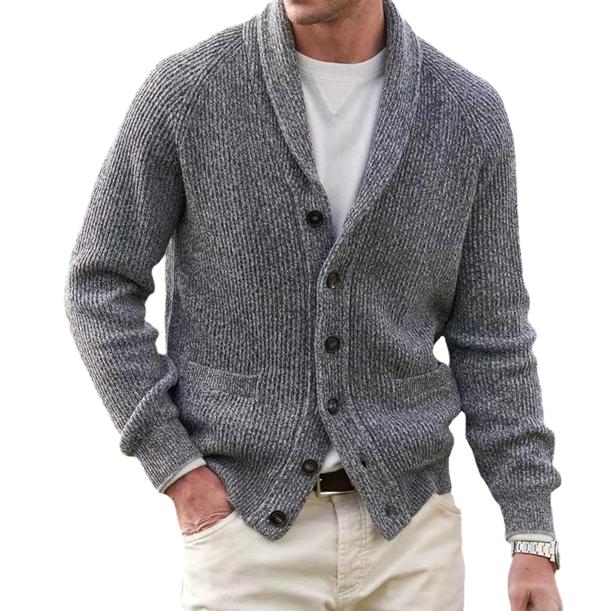 Men's Lapel Multi-button Thickening Cardigan Coat - enhanced image 4