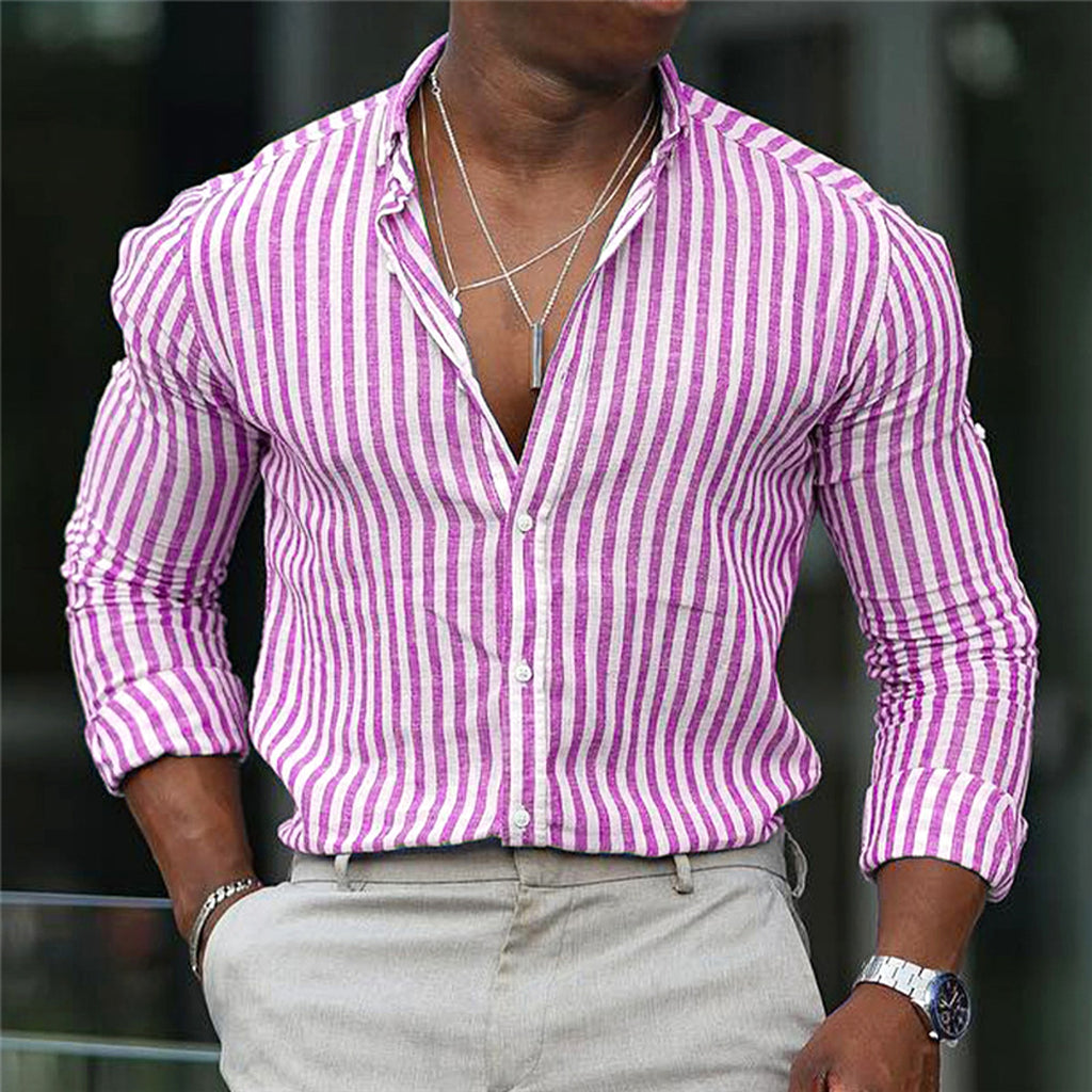 Men's Long Sleeve Lapel Plaid DressShirt - enhanced image 4