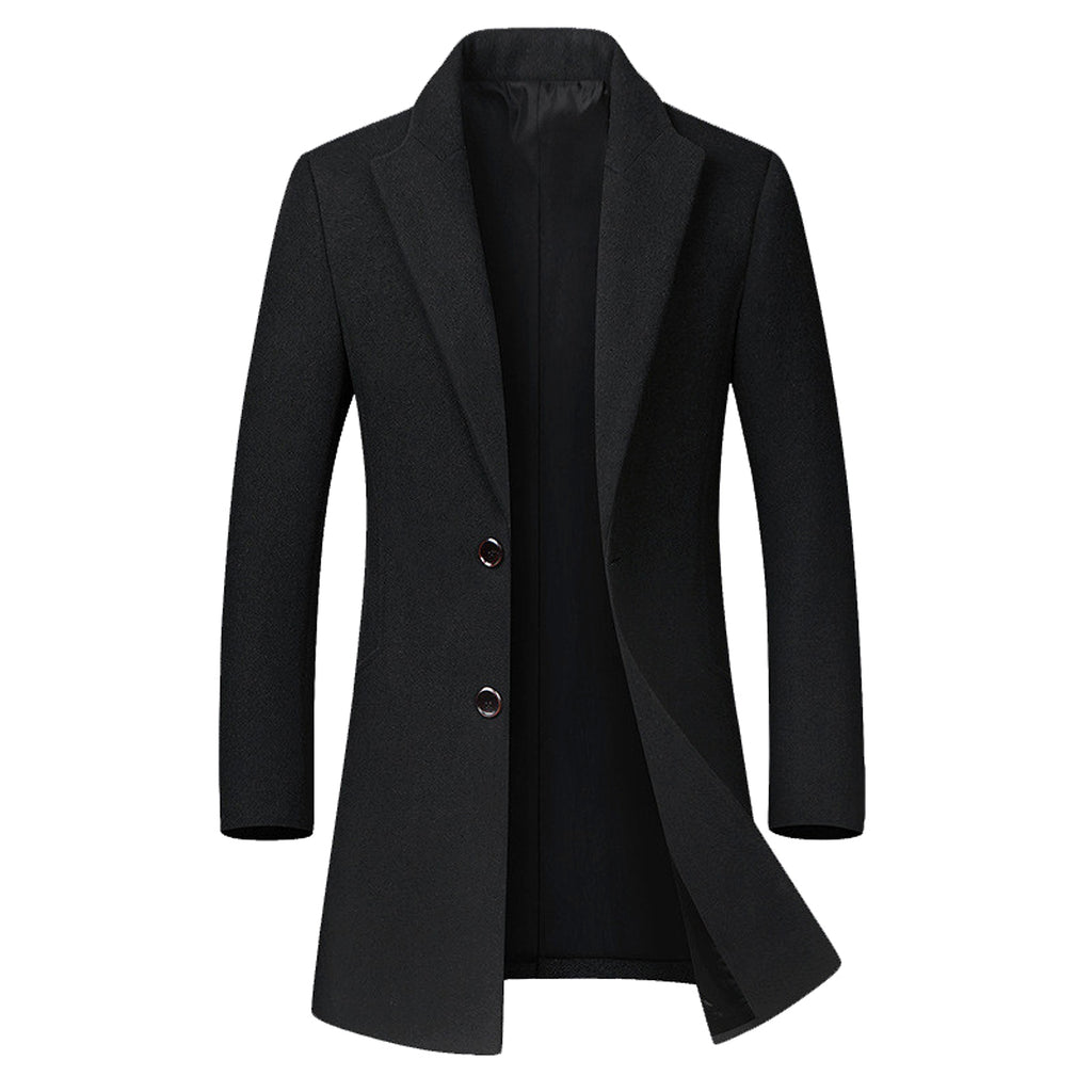 Men's long woolen coat trench coat - enhanced image 4