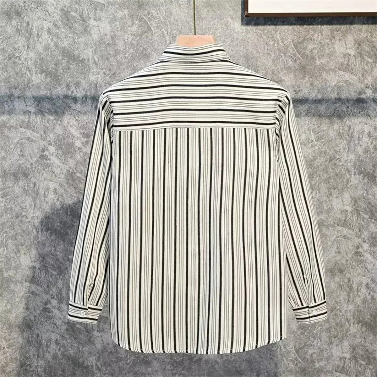 Men's Plus Size Striped Long Sleeve Button-Down Shirt - enhanced image 4