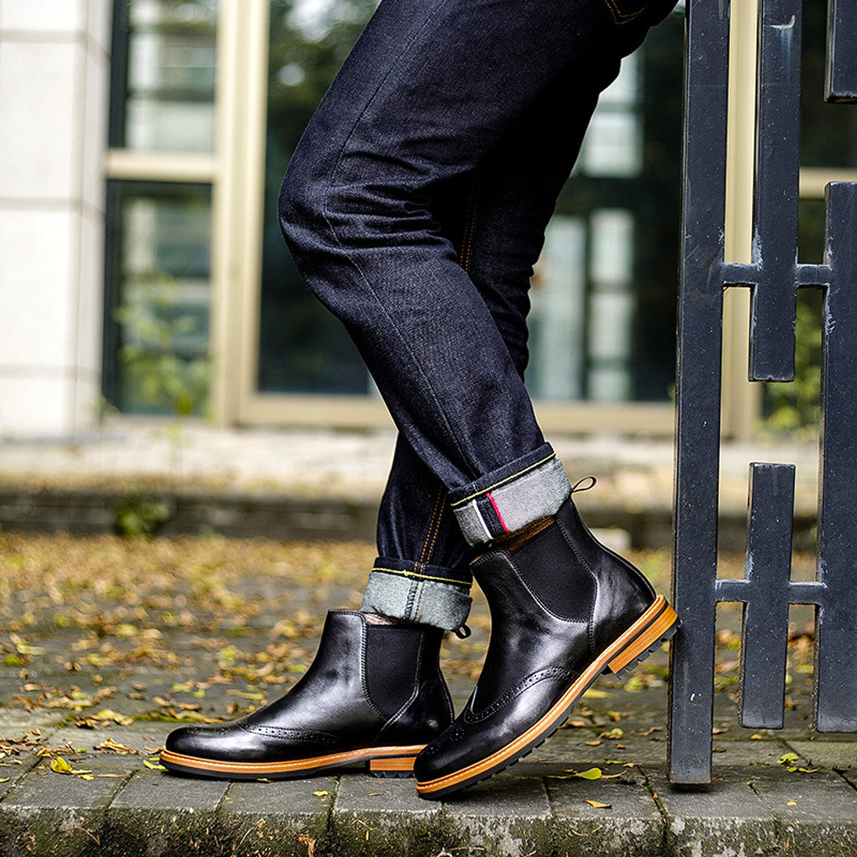 Men's Shoes High-top Sleeve Men's Leather Boots Cowhide British Retro - enhanced image 4