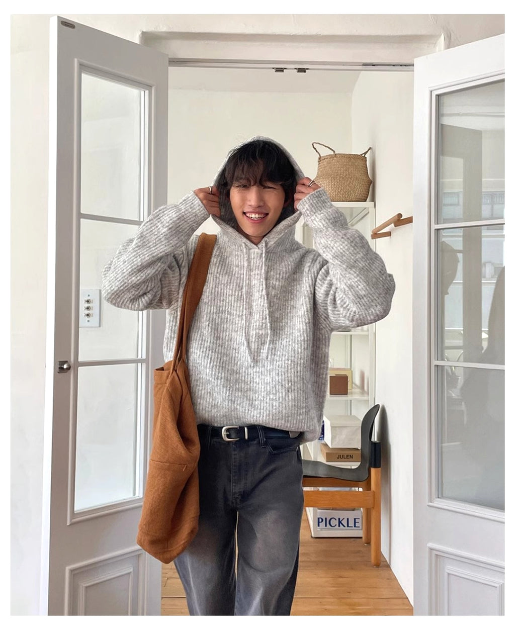 Men's Slouchy Fluffy Hoodie Jacket – Soft Thickened Winterwear - enhanced image 4