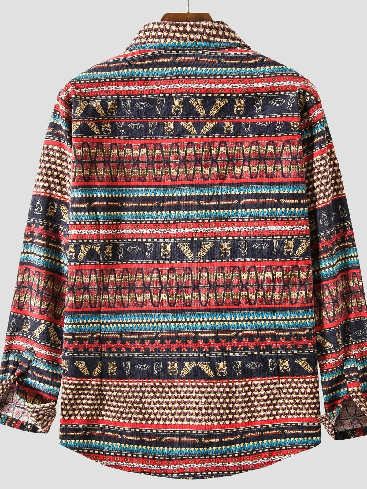 Men's Vintage Ethnic Print Button Down Shirt - enhanced image 4