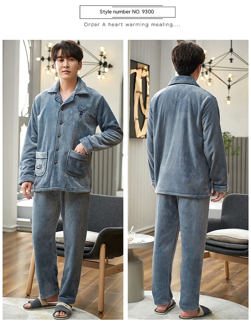Men's Winter Flannel Pajamas Suit - enhanced image 4