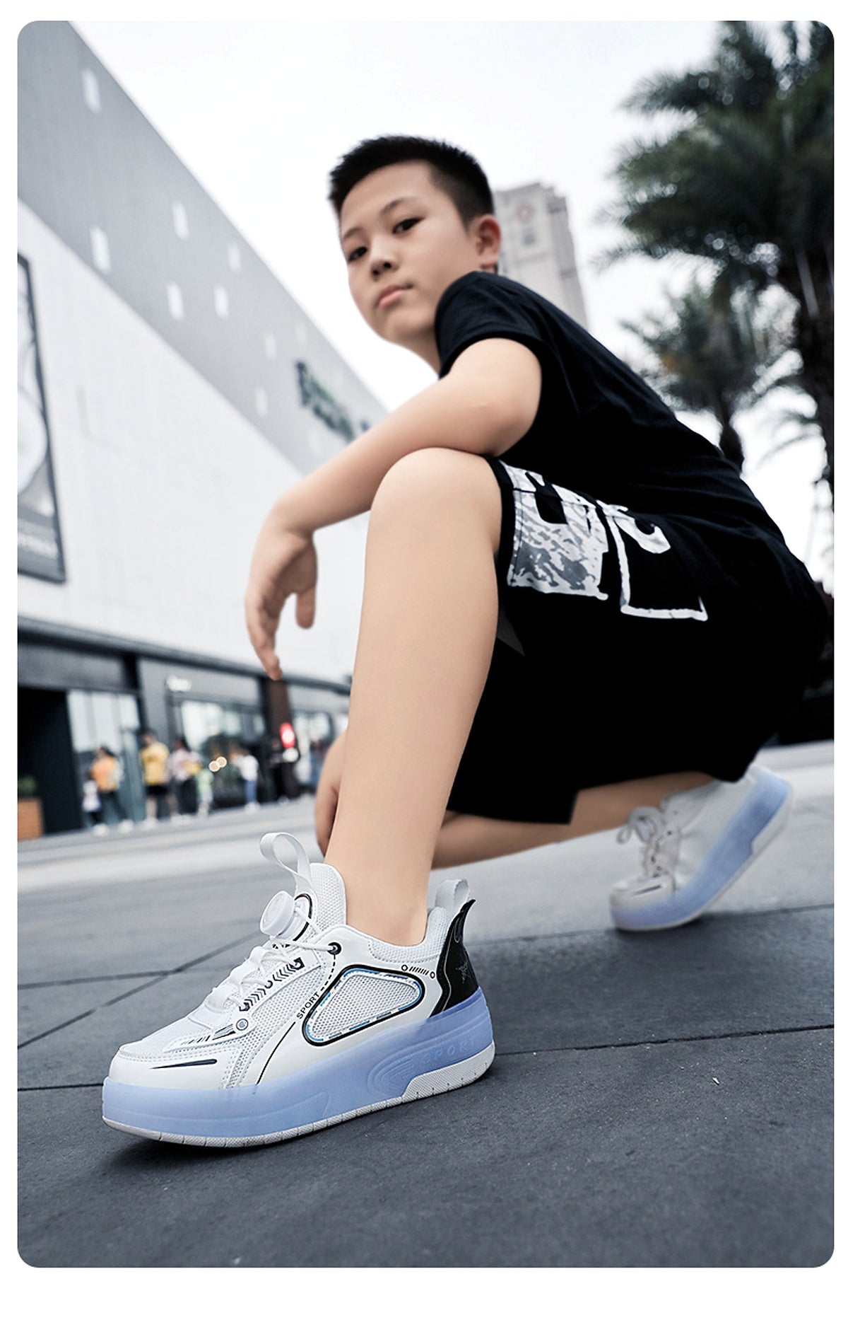 Mesh Double Wheel Heelys Children's Luminous Charging Roller Skating Deformation Skate Shoes - enhanced image 4