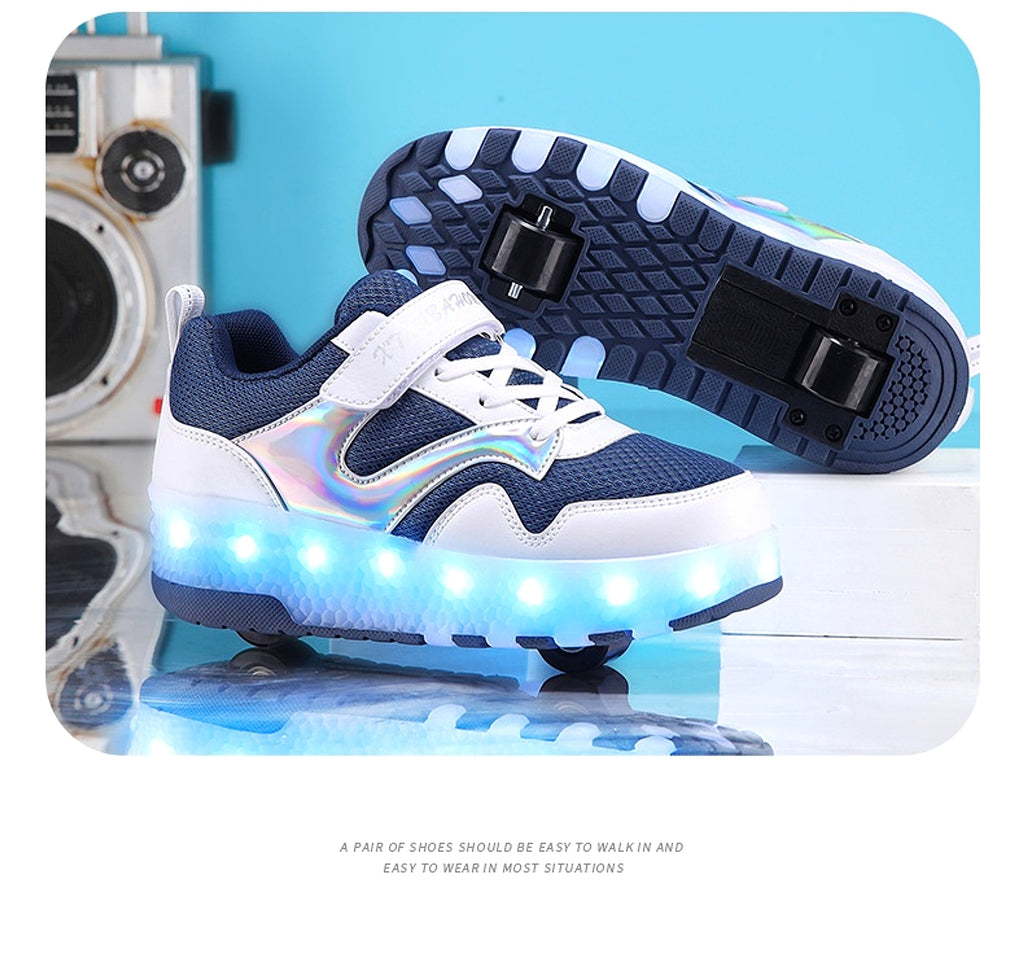 Mesh Heelys Double-wheeled Boys And Girls Skate Shoes - enhanced image 4