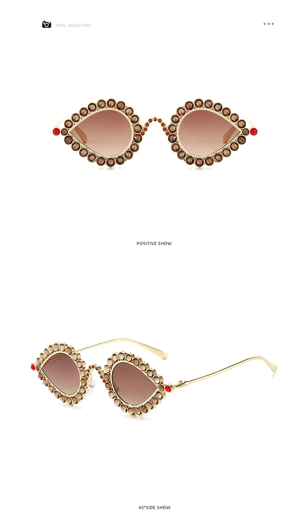 Z. Metal Small Frame Diamond Sun Glasses Accessories - enhanced image 4
