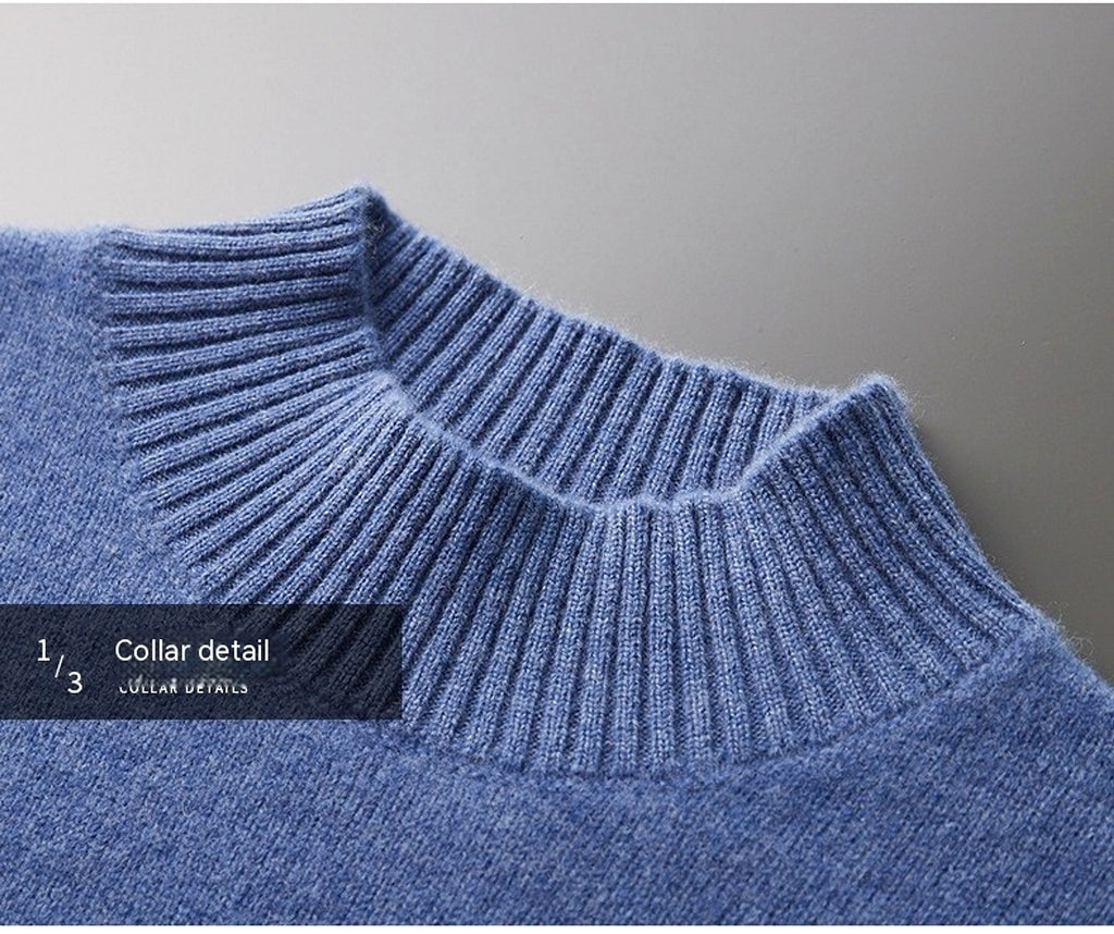Mock Neck Sweater Men's Pure Wool - enhanced image 4