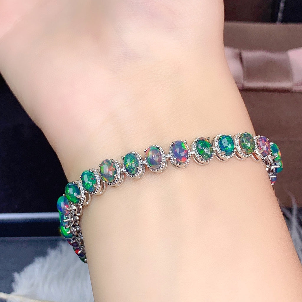 Natural Colorful Black Opal Bracelet Female Crystals - enhanced image 4