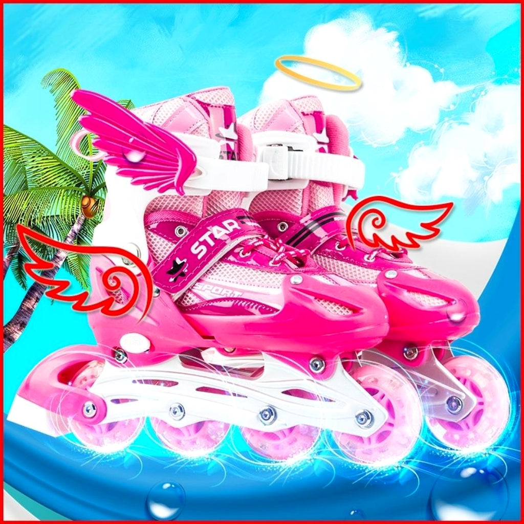 New Boy Girl Children Inline Skates Adjustable Size Flashing Roller Skating Boots for Kids - enhanced image 4