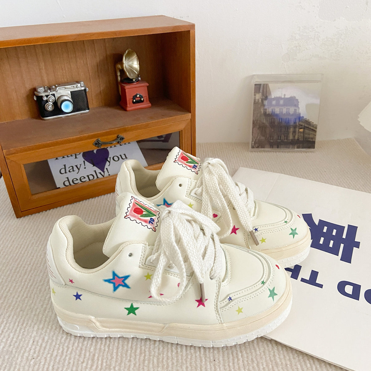 New Leather Flat Platform Sneakers - enhanced image 4