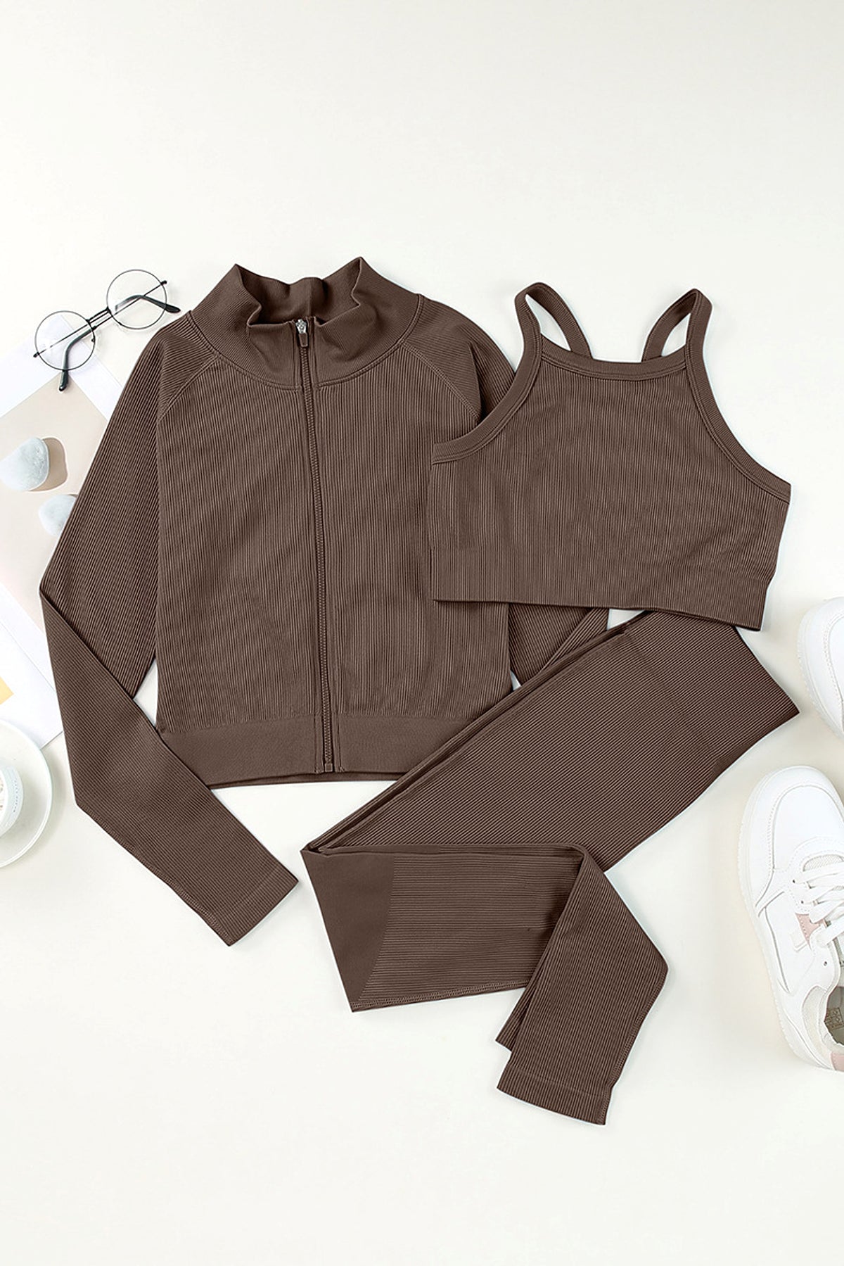 New Solid Color Sleeveless Sports Suit Women Leggings - enhanced image 4