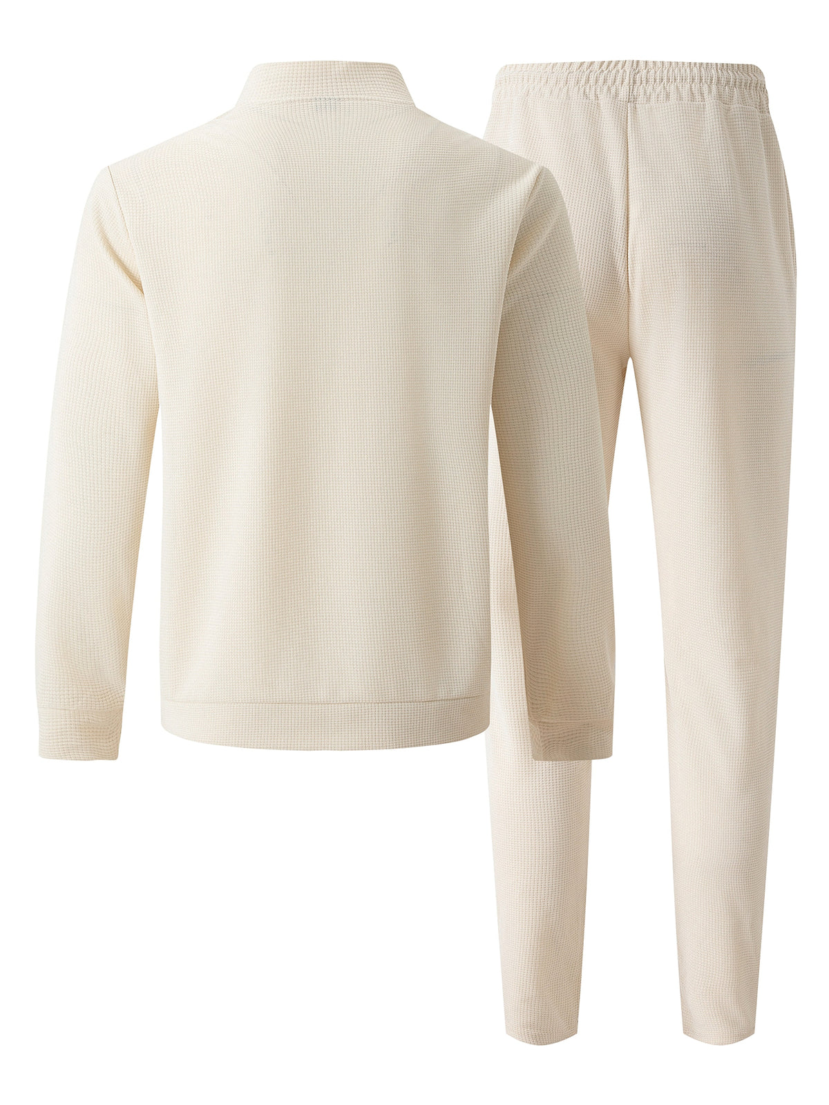 New Waffle Baseball Uniform Pocket Zipper Jacket Coat Set - enhanced image 4