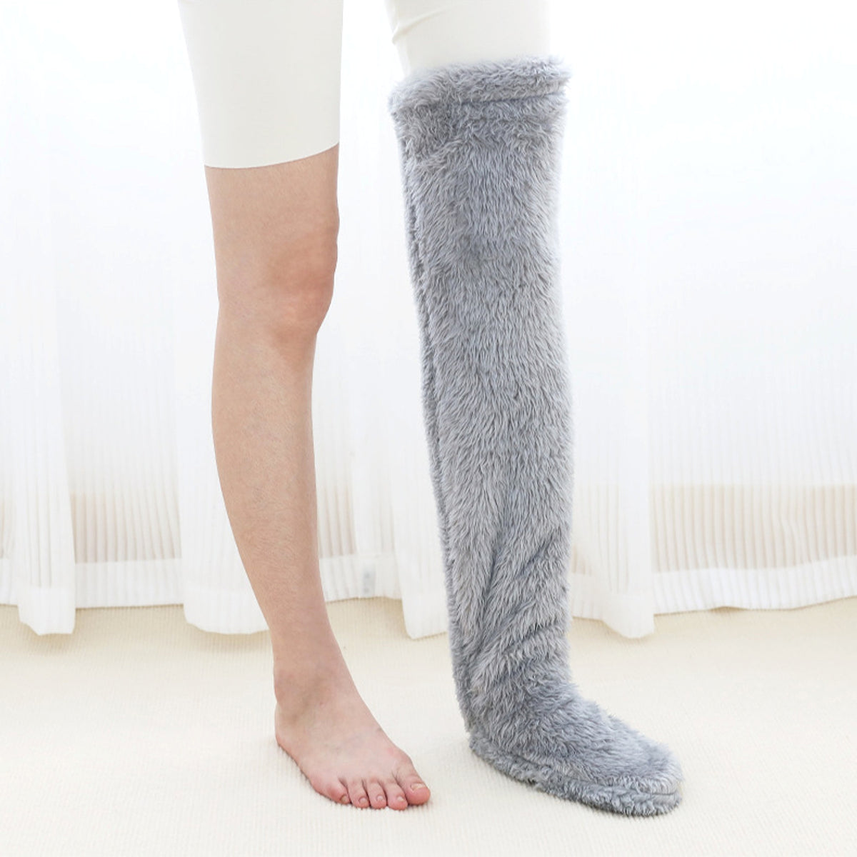 Over Knee High Fuzzy Long Socks Winter Warm Cold Leg Knee Joint Cold-proof Stockings Home Floor Sleeping Socks - enhanced image 4