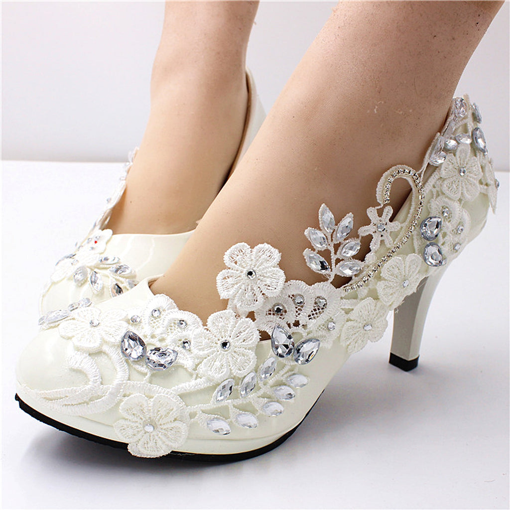 Oversized Women's White Shoes Round Toe Leather - enhanced image 4