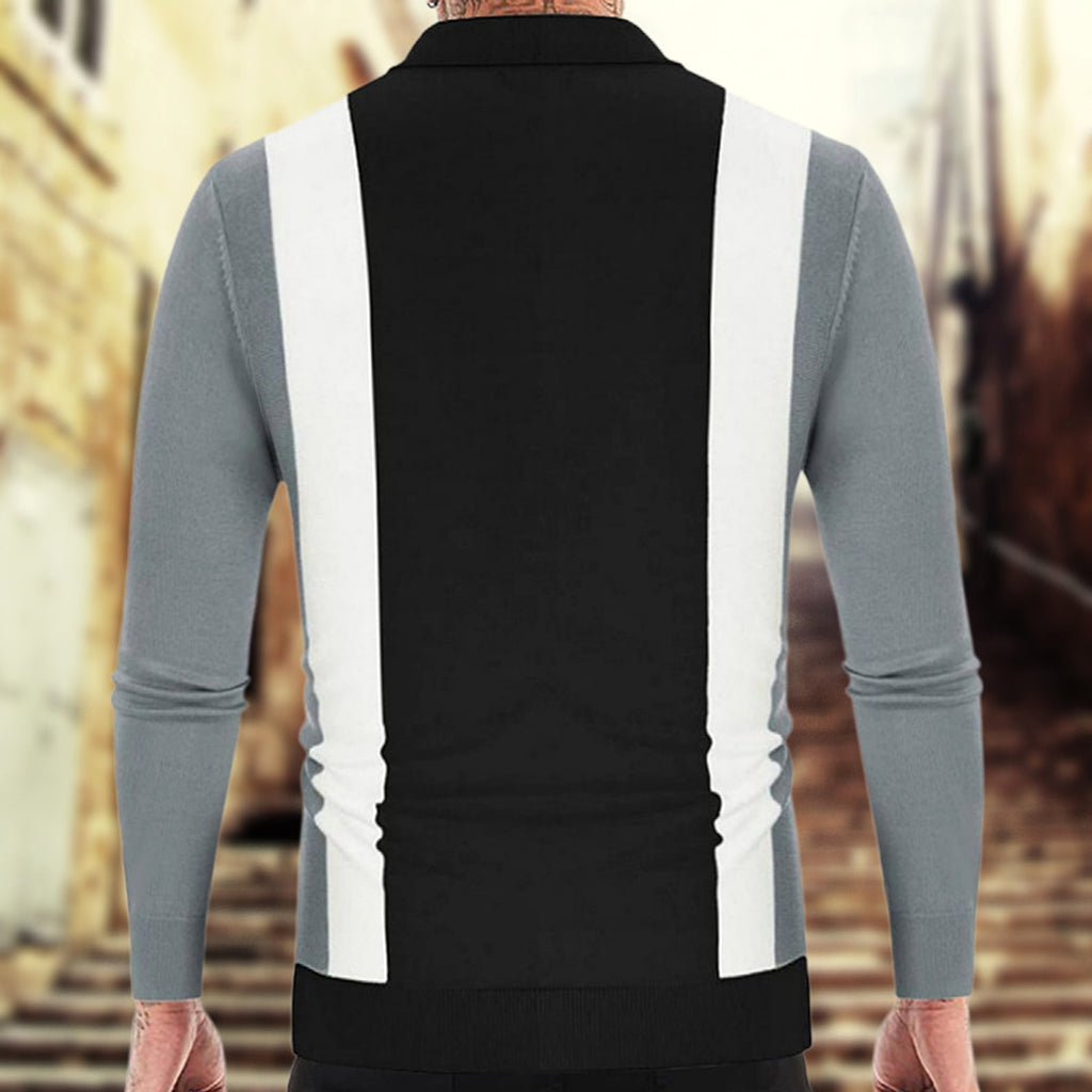 Patchwork Contrast Color Business Casual Polo (T-Shirt) - enhanced image 4