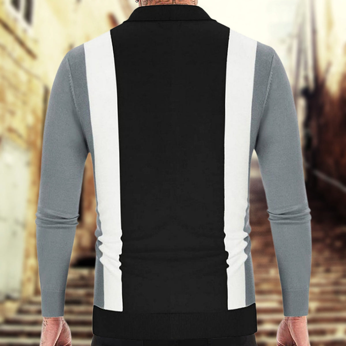 Patchwork Contrast Color Business Casual Polo (T-Shirt) - enhanced image 4