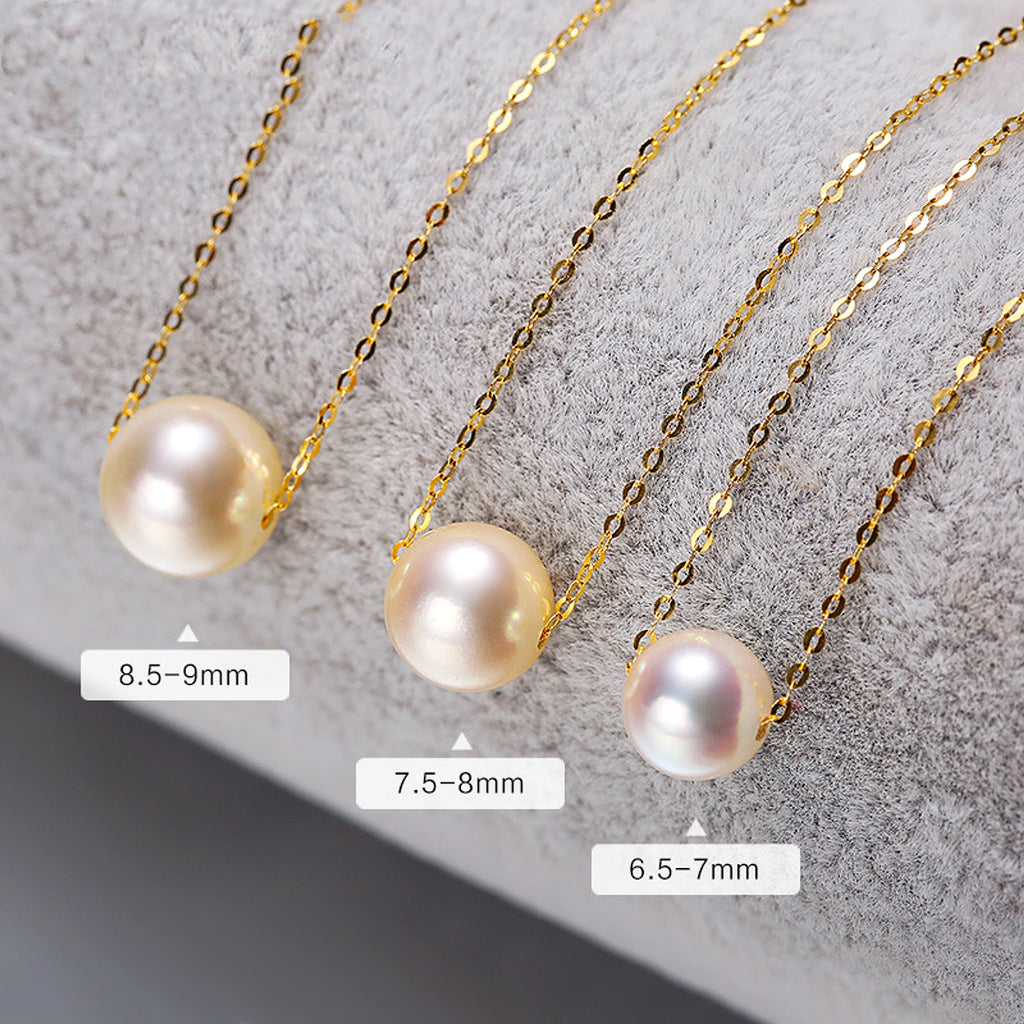Perfect Round Glare Necklace Seawater Pearl Pendant - enhanced image 4