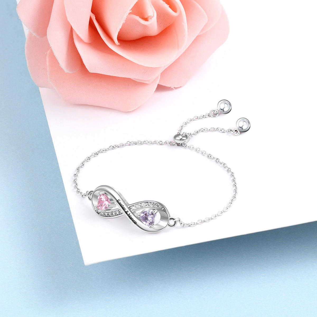 Custom Engraved Birthstone Name Bracelet – A Timeless & Meaningful Gift! - enhanced image 4