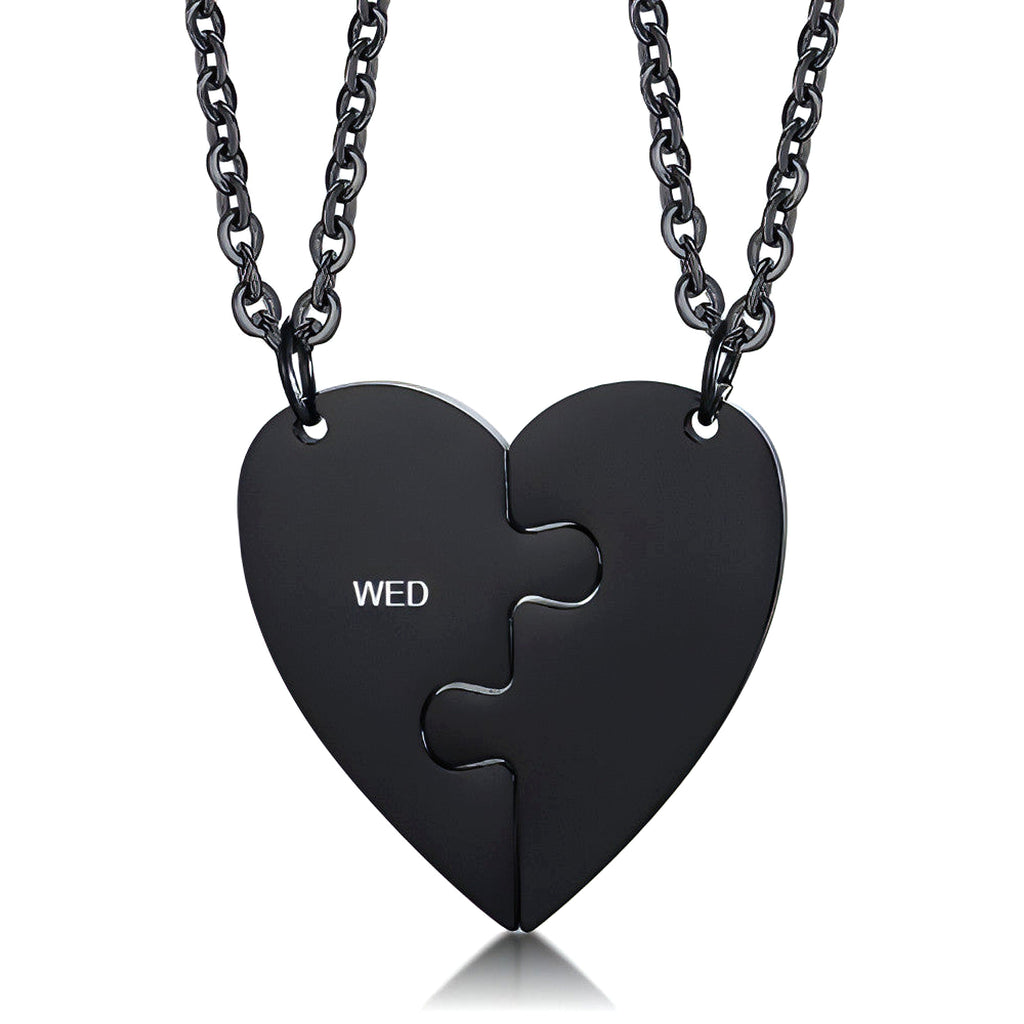 Custom Engraved Heart Puzzle Necklace – Stay Connected, Always! - enhanced image 4