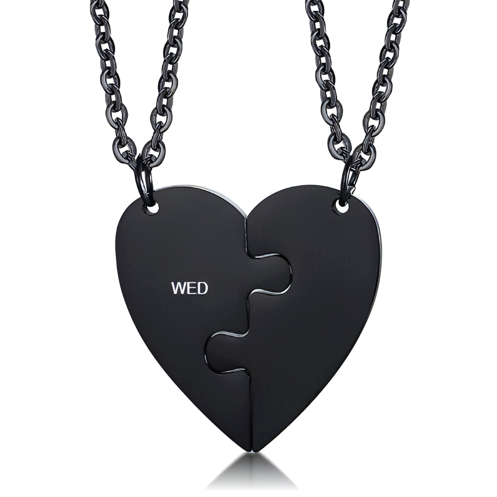 Custom Engraved Heart Puzzle Necklace – Stay Connected, Always! - enhanced image 4