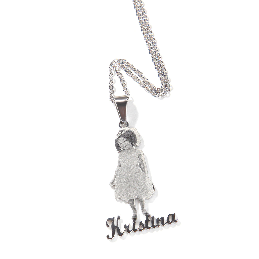 Photo Letter Stainless Steel Necklace Pendant - enhanced image 4