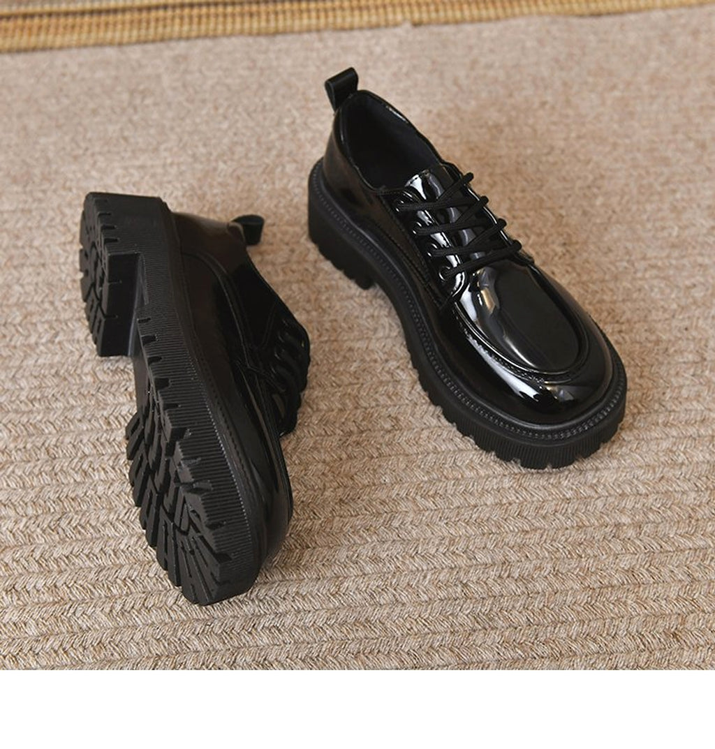 Platform Leather Shoes Women's British Style Slimming - enhanced image 4